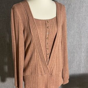 SHEIN Blush Ribbed Knit Top